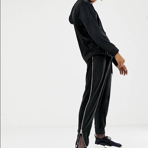 ASOS x Laquan Smith Black Velvet Zipper Tracksuit - Picture 3 of 10